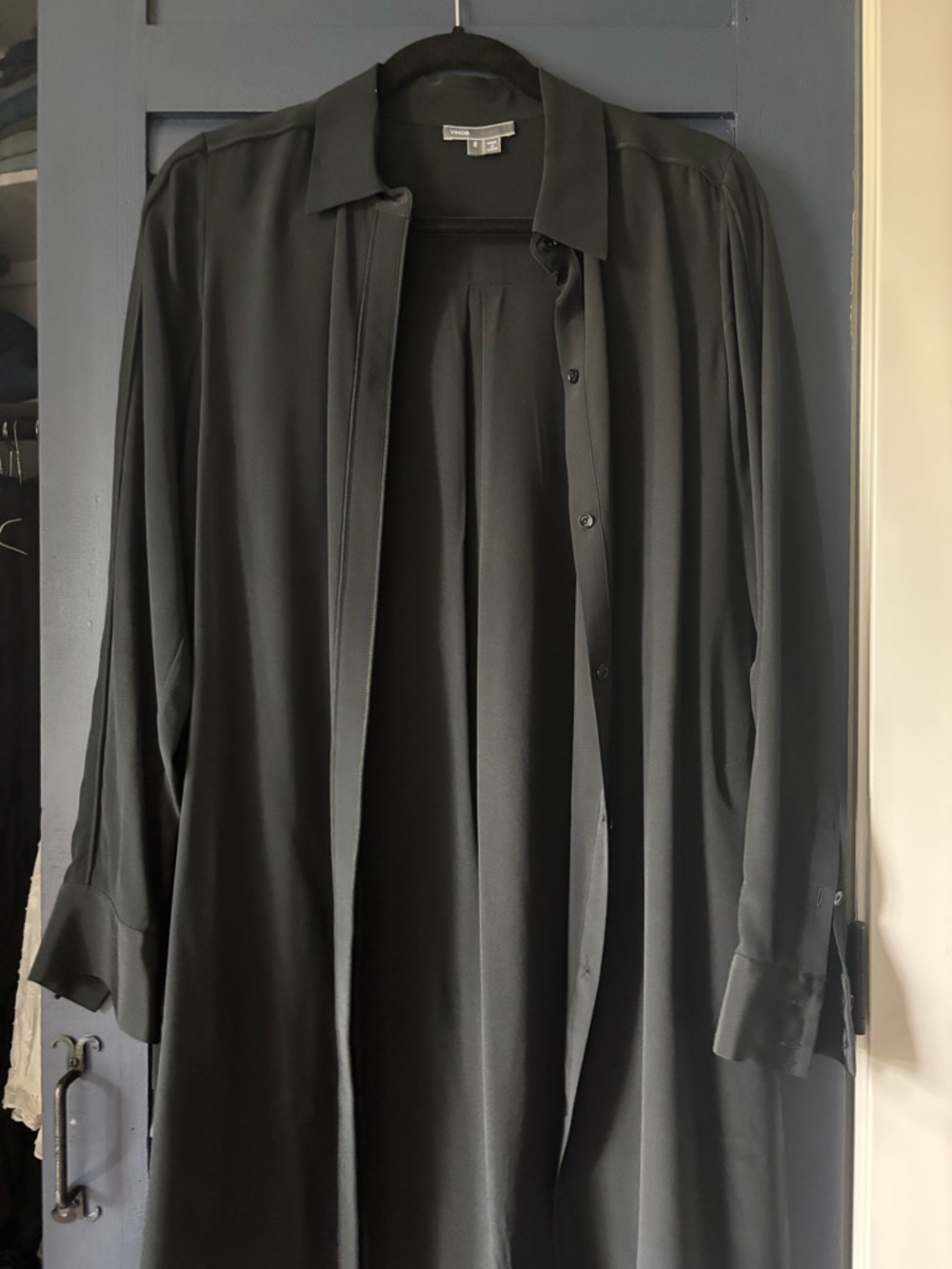 Vince Black Long Button-Front Dress